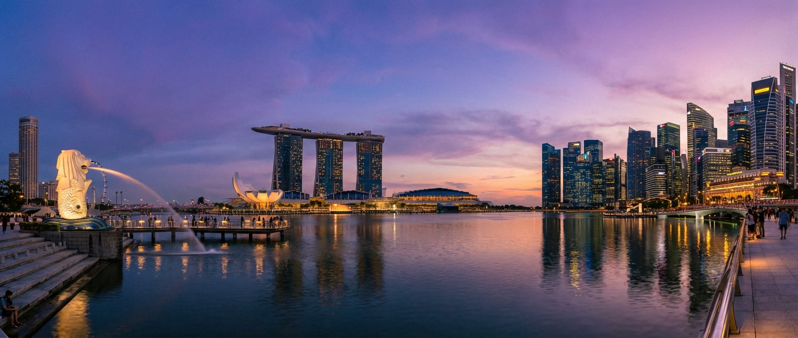 Singapore Marina Bay skyline at dusk