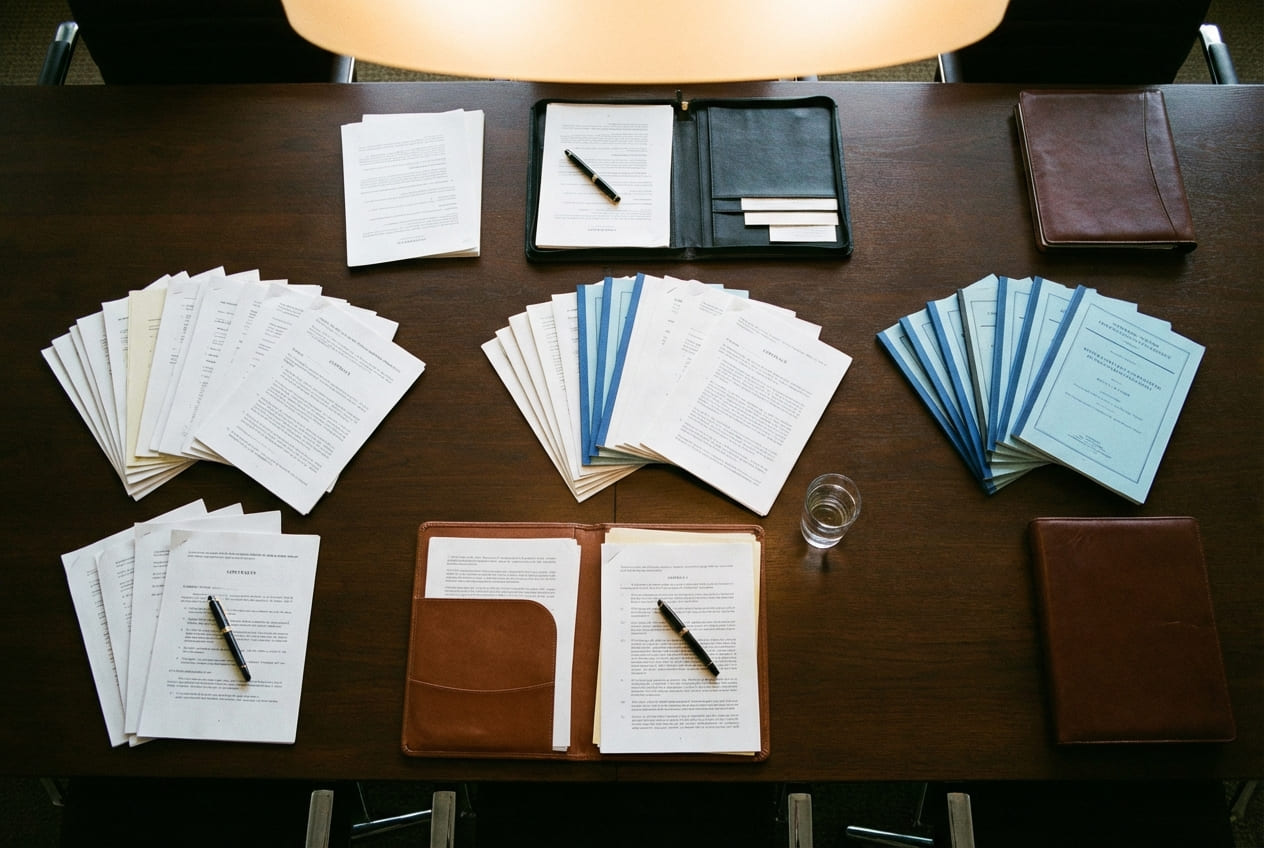Conference table with documents